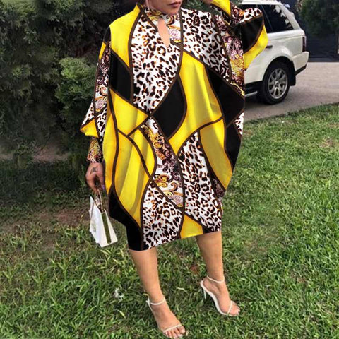 Image of Bohemian Party Women Casual Autumn Dress Bat-Sleeve Sundress Knee-Length Dress-FrenzyAfricanFashion.com