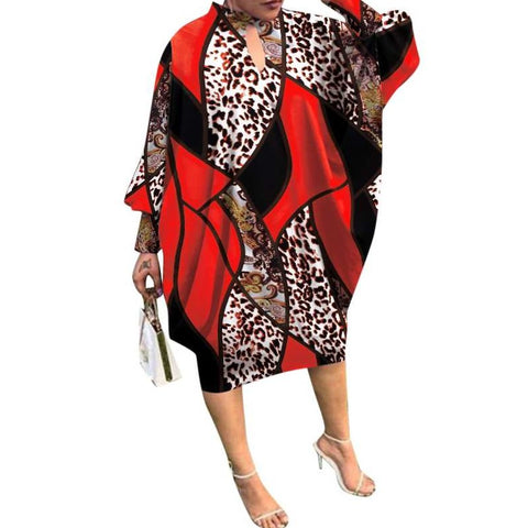 Image of Bohemian Party Women Casual Autumn Dress Bat-Sleeve Sundress Knee-Length Dress-FrenzyAfricanFashion.com
