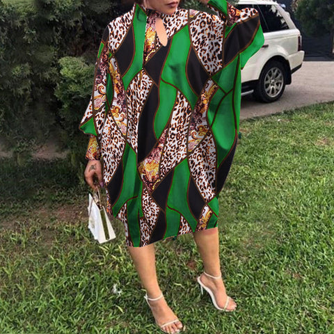 Image of Bohemian Party Women Casual Autumn Dress Bat-Sleeve Sundress Knee-Length Dress-FrenzyAfricanFashion.com