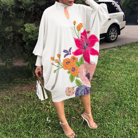 Image of Bohemian Party Women Casual Autumn Dress Bat-Sleeve Sundress Knee-Length Dress-FrenzyAfricanFashion.com