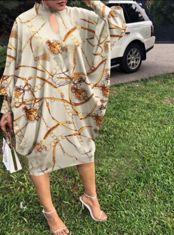 Image of Bohemian Party Women Casual Autumn Dress Bat-Sleeve Sundress Knee-Length Dress-FrenzyAfricanFashion.com