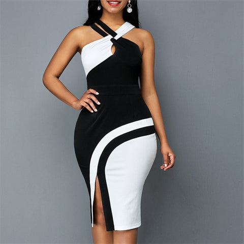 Image of Wedding Guest Dress with Side Slit Halter-FrenzyAfricanFashion.com