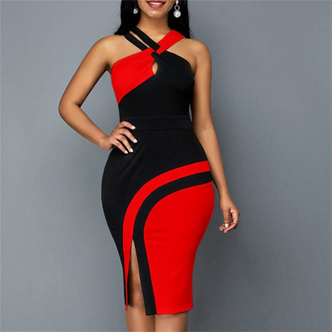 Image of Wedding Guest Dress with Side Slit Halter-FrenzyAfricanFashion.com