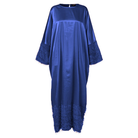 Image of Bat Sleeve Women Satin Silk Dress Oversized-FrenzyAfricanFashion.com