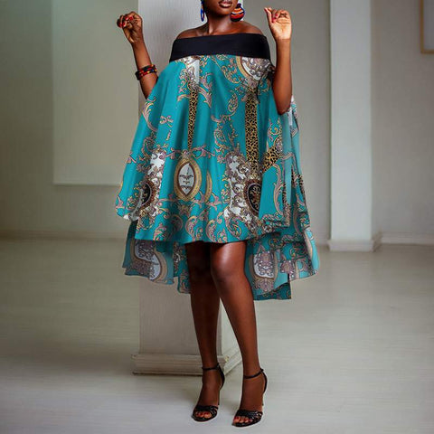 Image of Oversized Dress Midi Sleeveless Sundress Off Shoulder A-Line Party Dress-FrenzyAfricanFashion.com