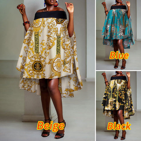 Image of Oversized Dress Midi Sleeveless Sundress Off Shoulder A-Line Party Dress-FrenzyAfricanFashion.com