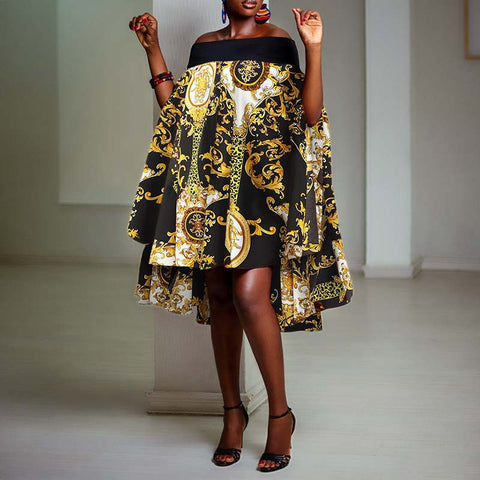 Image of Oversized Dress Midi Sleeveless Sundress Off Shoulder A-Line Party Dress-FrenzyAfricanFashion.com