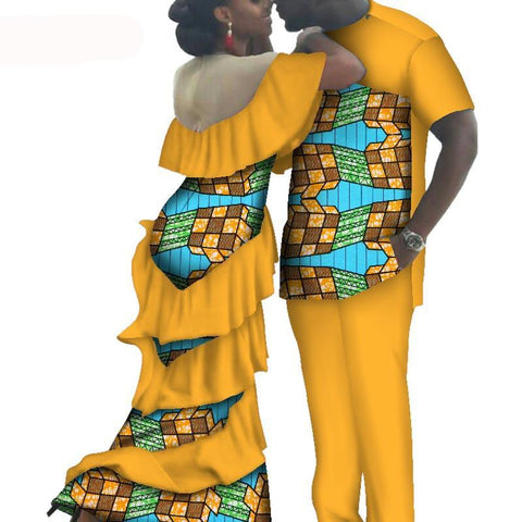Image of Kente Afrik African Couples Clothing Matching Set Red-FrenzyAfricanFashion.com