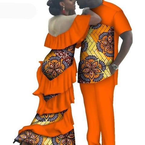 Image of Kente Afrik African Couples Clothing Matching Set Red-FrenzyAfricanFashion.com