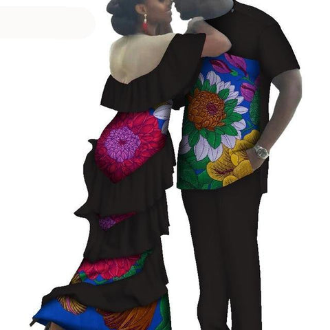 Image of Kente Afrik African Couples Clothing Matching Set Red-FrenzyAfricanFashion.com