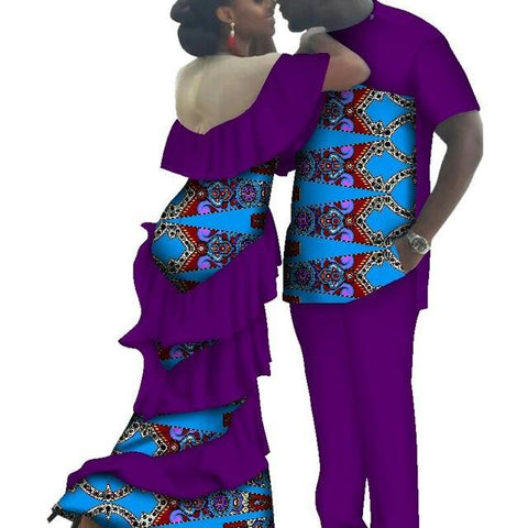 Image of Kente Afrik African Couples Clothing Matching Set Red-FrenzyAfricanFashion.com