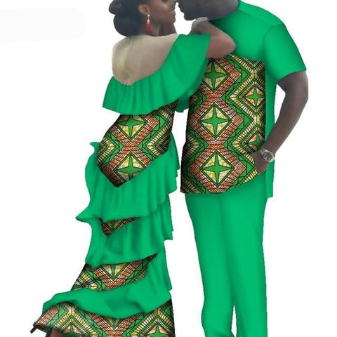 Image of Kente Afrik African Couples Clothing Matching Set Red-FrenzyAfricanFashion.com