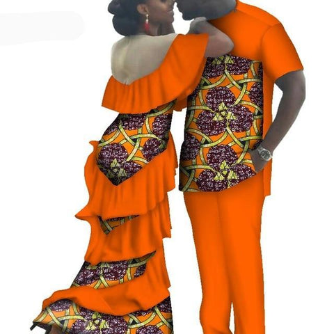 Image of Kente Afrik African Couples Clothing Matching Set Red-FrenzyAfricanFashion.com