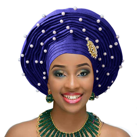 Image of Aso Oke Auto Gele Headtie Frenzy African Fashions-FrenzyAfricanFashion.com