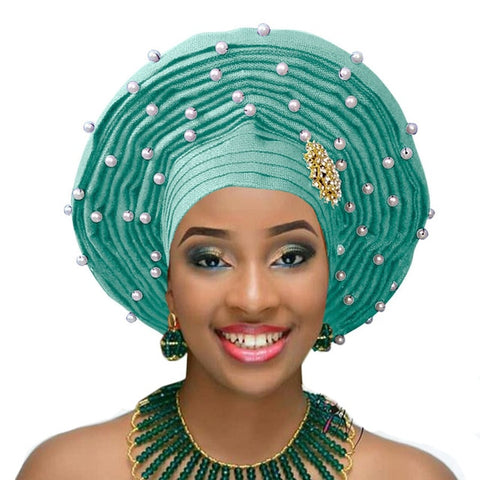 Image of Aso Oke Auto Gele Headtie Frenzy African Fashions-FrenzyAfricanFashion.com