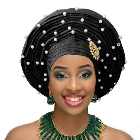 Image of Aso Oke Auto Gele Headtie Frenzy African Fashions-FrenzyAfricanFashion.com