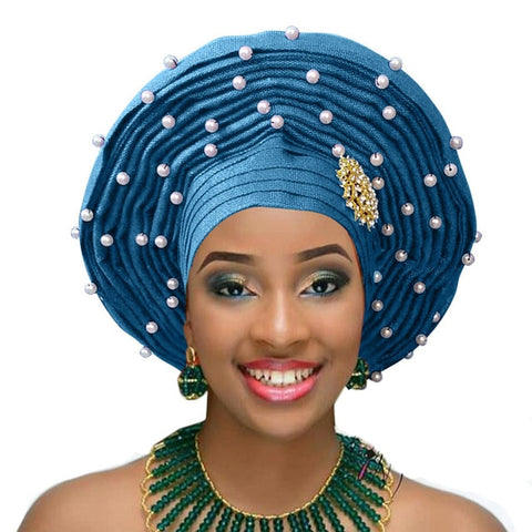 Image of Aso Oke Auto Gele Headtie Frenzy African Fashions-FrenzyAfricanFashion.com