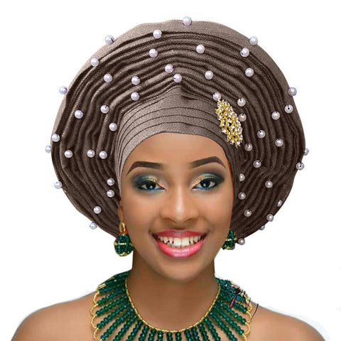 Image of Aso Oke Auto Gele Headtie Frenzy African Fashions-FrenzyAfricanFashion.com