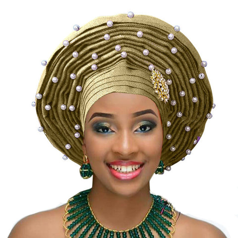 Image of Aso Oke Auto Gele Headtie Frenzy African Fashions-FrenzyAfricanFashion.com