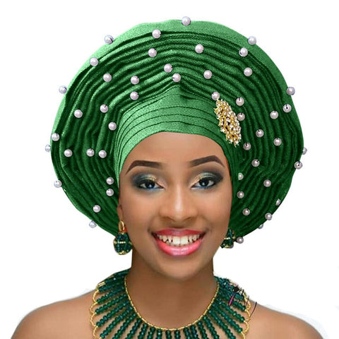 Image of Aso Oke Auto Gele Headtie Frenzy African Fashions-FrenzyAfricanFashion.com