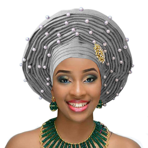 Image of Aso Oke Auto Gele Headtie Frenzy African Fashions-FrenzyAfricanFashion.com