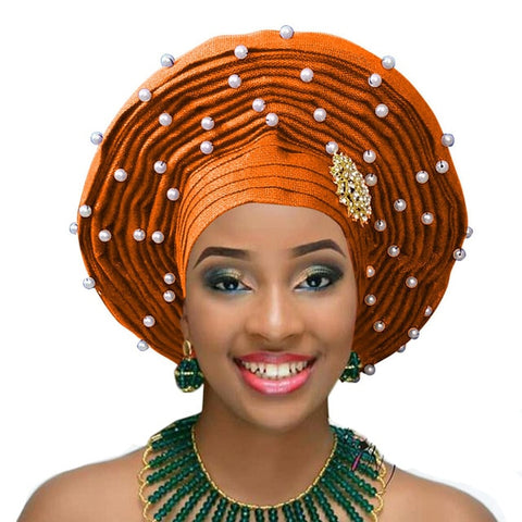 Image of Aso Oke Auto Gele Headtie Frenzy African Fashions-FrenzyAfricanFashion.com