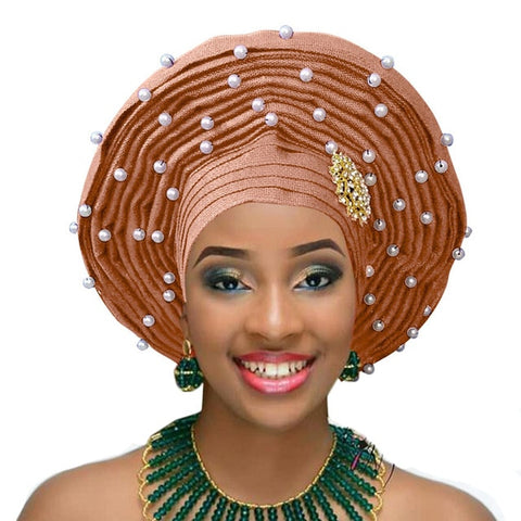 Image of Aso Oke Auto Gele Headtie Frenzy African Fashions-FrenzyAfricanFashion.com