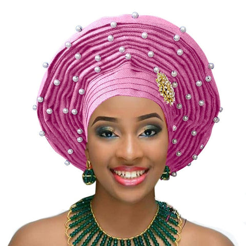 Image of Aso Oke Auto Gele Headtie Frenzy African Fashions-FrenzyAfricanFashion.com