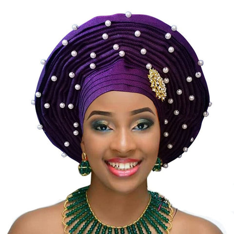 Image of Aso Oke Auto Gele Headtie Frenzy African Fashions-FrenzyAfricanFashion.com