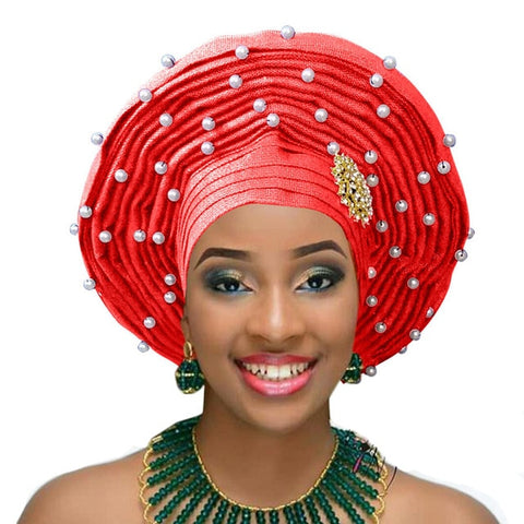 Image of Aso Oke Auto Gele Headtie Frenzy African Fashions-FrenzyAfricanFashion.com