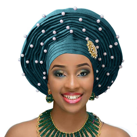 Image of Aso Oke Auto Gele Headtie Frenzy African Fashions-FrenzyAfricanFashion.com