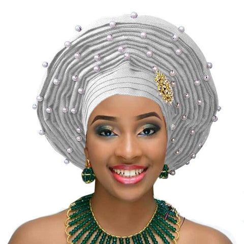 Image of Aso Oke Auto Gele Headtie Frenzy African Fashions-FrenzyAfricanFashion.com