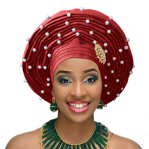 Image of Aso Oke Auto Gele Headtie Frenzy African Fashions-FrenzyAfricanFashion.com