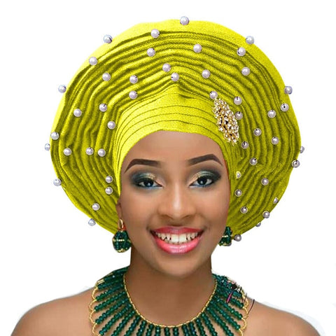 Image of Aso Oke Auto Gele Headtie Frenzy African Fashions-FrenzyAfricanFashion.com