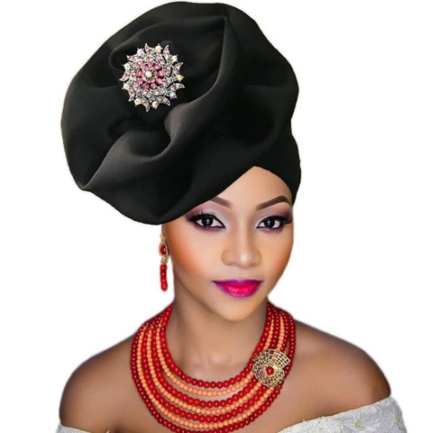 Image of Gailis Floral Brooch style turban head wrap-FrenzyAfricanFashion.com