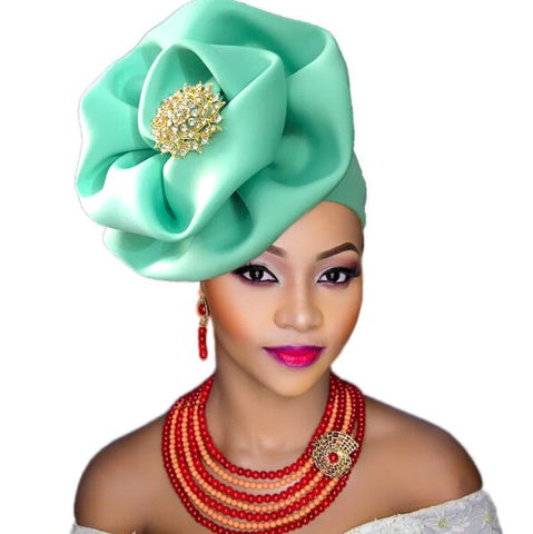 Image of Gailis Floral Brooch style turban head wrap-FrenzyAfricanFashion.com