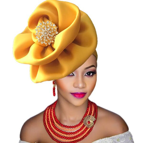 Image of Gailis Floral Brooch style turban head wrap-FrenzyAfricanFashion.com