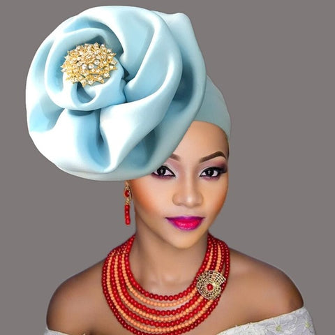 Image of Gailis Floral Brooch style turban head wrap-FrenzyAfricanFashion.com