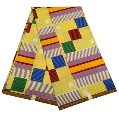 Image of Kente Fabric 6 Yards Ankara African Wax Prints-FrenzyAfricanFashion.com