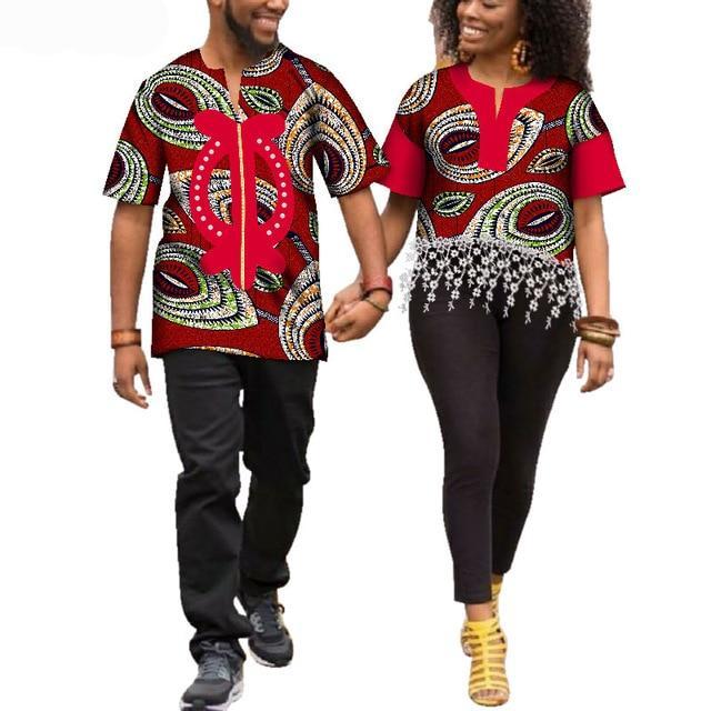 Kente Afrik African Print Patchwork and Tassels Shirt Couple Clothing Pt3-FrenzyAfricanFashion.com