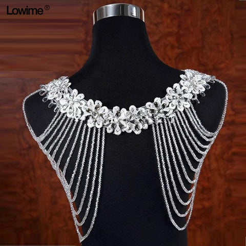 Image of White Beading Crystals Bolero Wrap Wedding Shawl-FrenzyAfricanFashion.com