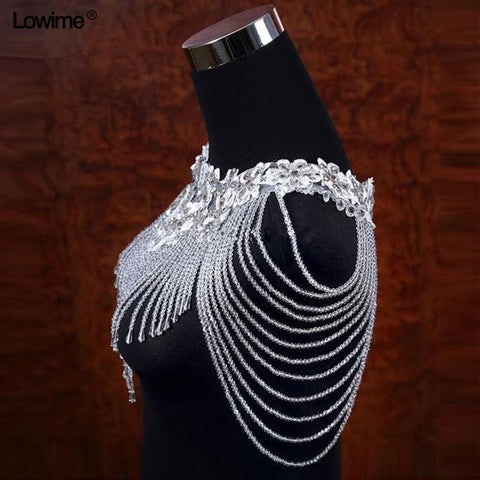 Image of White Beading Crystals Bolero Wrap Wedding Shawl-FrenzyAfricanFashion.com