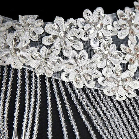 Image of White Beading Crystals Bolero Wrap Wedding Shawl-FrenzyAfricanFashion.com