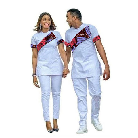 Image of Lily of the Valley African fashion Couples dashiki shirt with pant-FrenzyAfricanFashion.com
