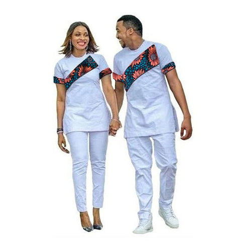 Image of Lily of the Valley African fashion Couples dashiki shirt with pant-FrenzyAfricanFashion.com