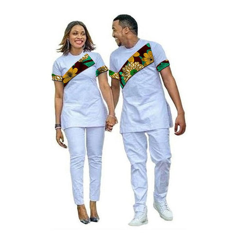 Image of Lily of the Valley African fashion Couples dashiki shirt with pant-FrenzyAfricanFashion.com