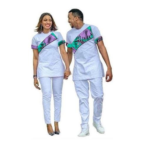 Image of Lily of the Valley African fashion Couples dashiki shirt with pant-FrenzyAfricanFashion.com