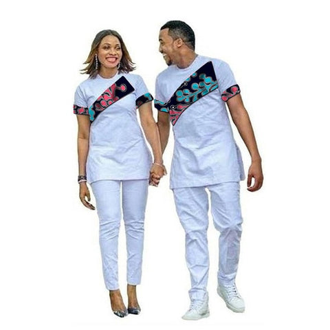 Image of Lily of the Valley African fashion Couples dashiki shirt with pant-FrenzyAfricanFashion.com
