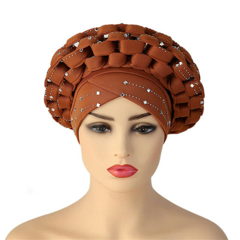 Image of Braided turbans Headband Headties With Stud-FrenzyAfricanFashion.com