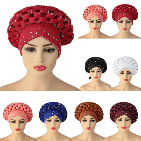 Image of Braided turbans Headband Headties With Stud-FrenzyAfricanFashion.com